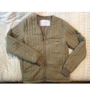 RAINS Liner Jacket Thermal V Neck Taupe Puffer Tan Thumbhole Size XS/S